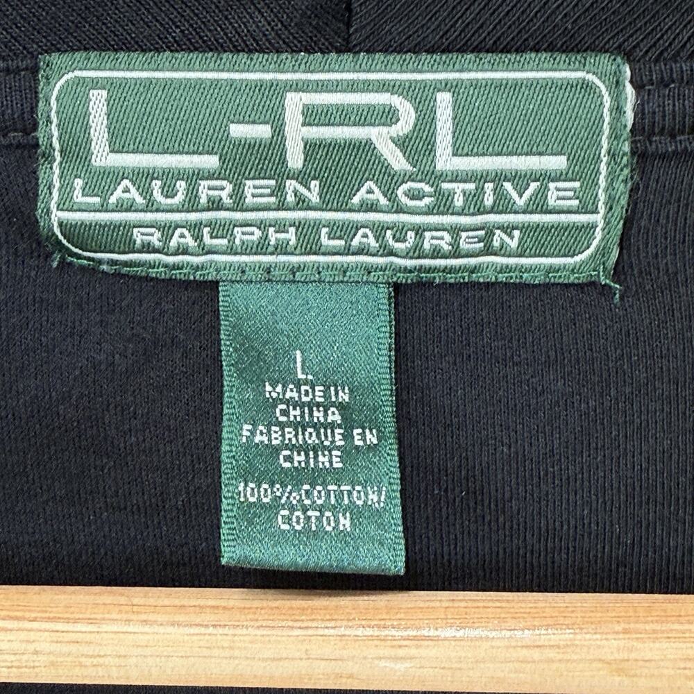 Ralph Lauren Womens Black Cardigan Sz L Cotton Open Front Shawl Collar Gorpcore - Picture 3 of 6